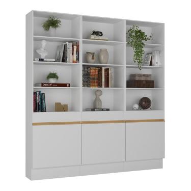 Imagem de Armário/estante Escritório 3 Portas Multimóveis Mp7001 Branco/dourado Branco/dourado