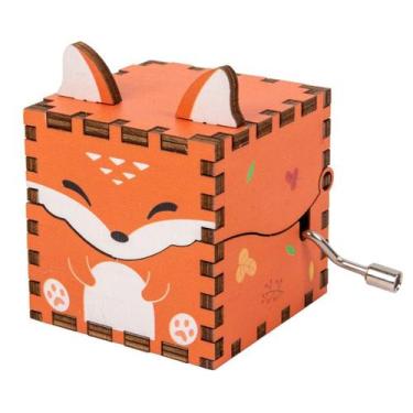 Imagem de Caixa de música Wooden Fox DIY Hand Manivela Caixa musical para crianç