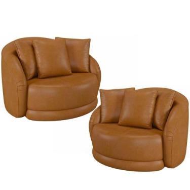 Imagem de Kit 02 Poltronas Decorativa Para Sala Estar Base Giratória Witta M03 m