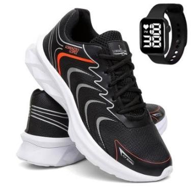 Imagem de Kit Tênis Masculino Esporte Para Corrida e Caminhada Treino e Relógio-Masculino