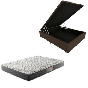 Imagem de Cama Box Baú Blindada com Colchão de Espuma D33 17cm (CORINO MARROM, Casal)