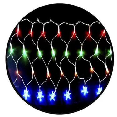 Imagem de Pisca Cascata Rede 120 LEDs 4,5 Metros Com Estrela Na Ponta 8 Funções 