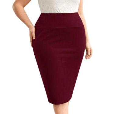 Imagem de Saia Social Feminina Plus Size - kgente, Marsala, G3