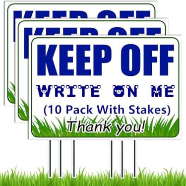 Imagem de Pacote com 10 placas de jardim de 45,7 x 30,5 cm de plástico ondulado branco com estacas para aniversário, placas de venda de garagem imobiliária, aluguel, decorações de guia, Natal