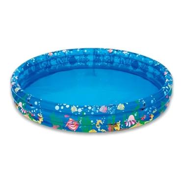 Imagem de Piscina Inflável Infantil Redonda, PVC, 122cm x 25cm, 180 Litros, Estampa Marinha, 3 Anéis, Azul/Colorido, para Crianças Acima de 2 Anos