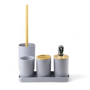 Imagem de Kit para Banheiro com 6 Peças – Design Moderno Cinza