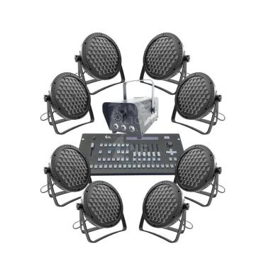 Imagem de Kit 8 Par Led Slim 60 Led 3W+Máq Fumaça 600W+Mesa Pilot