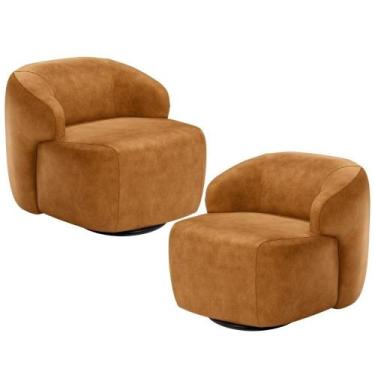 Imagem de Kit 02 Poltronas Decorativas Giratória Orgânica Sala Living Barolo L06