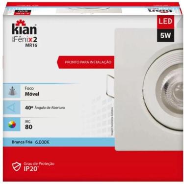 Imagem de Kit 8 Spot Led Embutir 5w Quadrado 9x9cm Branco Frio Bivolt