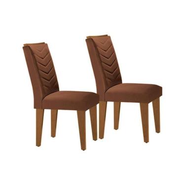 Imagem de Kit 2 Cadeiras Sala Jantar Londrina 2 Un Madeira Capuccino-suede Marrom - Rufato