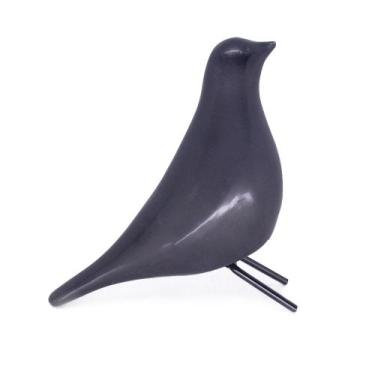 Imagem de Escultura Pássaro Pomba Cerâmica para Escritório Preto 15 cm F04 - D'R