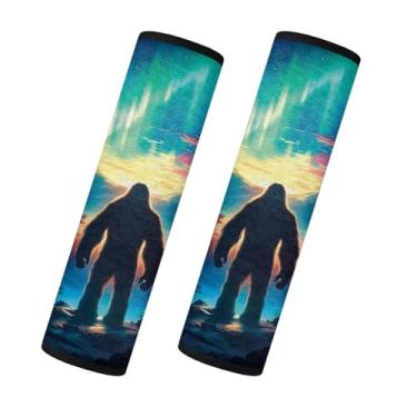 Imagem de Bulopur Almofadas de ombro para cinto de segurança Galaxy Sasquatch 2 peças capa de cinto de segurança de carro felpuda conjunto de acessórios interiores de carro para veículos, caminhões e SUVs