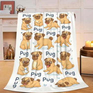 Imagem de Cobertor Pug Super Macio Quente Fofo Flanela Cachorro Animal Cobertor Aconchegante Pelúcia Pelúcia Cobertores de Roupa de Cama Presentes para Mulheres Crianças Meninos Meninas Adultos 50 X 101 cm