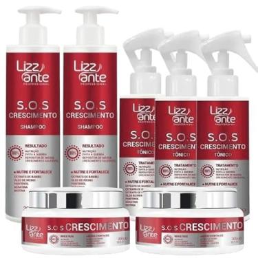 Imagem de 02 Kits SOS Crescimento Capilar Lizzante 02 Shampoos + 02 Máscaras + 03 Tônicos