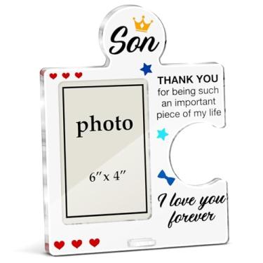 Imagem de Porta-retrato de mãe e pai, presente de aniversário para filho, ideia de presente de Natal para homens, meninos, de pai, mãe, quebra-cabeça, acrílico, para exibição de mesa, molduras para fotos, foto