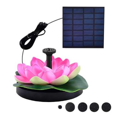 Imagem de LUMINFLY Fonte de água solar para jardim ao ar livre, design solar de lótus para banhos de pássaros com fonte, fonte solar alimentada por cinco bocais, tanques de peixes para banhos de pássaros e