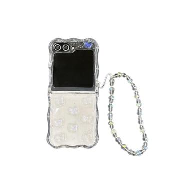 Imagem de GUAYQAT Capa para celular Samsung Galaxy Z Flip 6, design leve e luxuoso, dobrável, com chaveiro para mulheres e mulheres, capa fofa para Galaxy Z flip6 (borboleta)