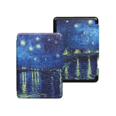 Imagem de Akacy Capa com padrão pintado para Kindle Paperwhite de 6,0 polegadas 10ª geração lançada em 2018 (Modelo: PQ94WIF) Capa protetora de couro PU com função auto despertar/hibernar/à prova d'água (29)