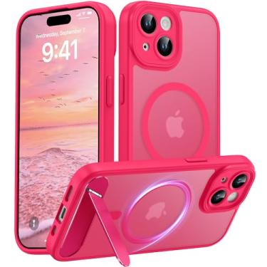 Imagem de AMILIFECASES Capa magnética compatível com iPhone 15, [suporte invisível embutido] [compatível com MagSafe] [proteção total da câmera] Capa de celular fosca translúcida para iPhone 15 6,1 polegadas