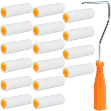 Imagem de Honeydak Pacote com 16 mini rolo de pintura pequeno para retoque de borda ou canto, ferramenta de pincéis de lã extra pequenos para molduras de janelas (5 cm)