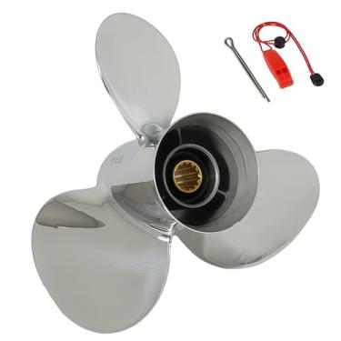 Imagem de QIKIRUO Hélices de aço inoxidável 11X15 para BRP, Johnson, Evinrude, OMC Stern Drive 40HP, 50HP, dente de 13 estrias, prensado em cubo de borracha, RH (11DiaX15P)