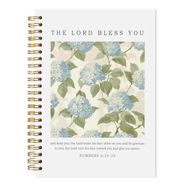 Imagem de LADOCK Caderno cristão, números 6:24-26, diário bíblico para mulheres, que o Senhor te abençoe, escritura religiosa, hortênsias, flores, caderno espiral, diário de oração para mulheres, 13 x 20 cm