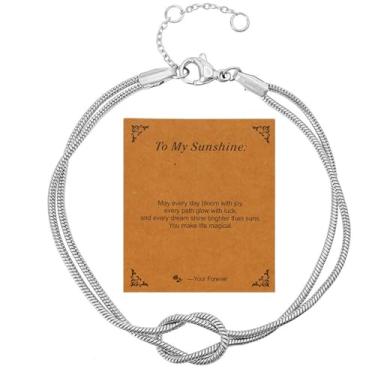 Imagem de Warmhope Conjunto de pulseiras Forever Love Knots & Best Friend Corrente de Cobra Ajustável para Casais, BFFs, Presente de Amizade Permanente para Aniversários de Dia dos Namorados, universal size