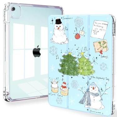 Imagem de Feams Capa de Natal para iPad Air de 13 polegadas M3 2025/M2 2024, Slim iPad Pro 12,9 polegadas 6ª/5ª/4ª geração 2022/2021/2020 traseira transparente com hibernação automática e suporte de lápis