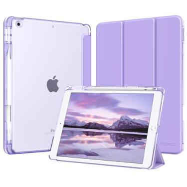 Imagem de MoKo Capa protetora inteligente para iPad 9ª/8ª/7ª geração, 2021/2020/2019 de 2021/2020/2019, fina e leve com três dobras para iPad 10.2 com capa traseira translúcida de policarbonato rígido, lilás