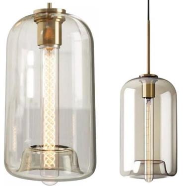 Imagem de Luminária Lustre Pendente Teto 49cm Alumínio Vidro E27 Gimpo KJDD-E-19