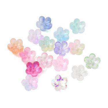 Imagem de 200 peças de tampas de contas de florete de vidro transparente de cores mistas, 5 contas espaçadoras de flores de patal, achar para fazer joias faça você mesmo, suprimentos de artesanato 10 x 10 x 5
