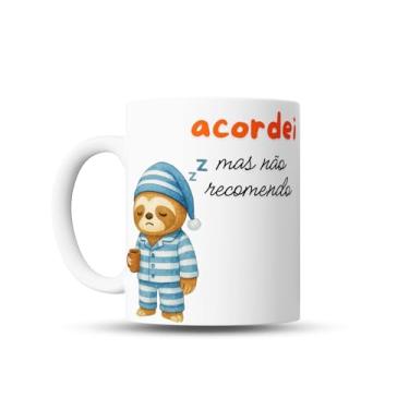 Imagem de Caneca Divertida Acordei, Mas Não Recomendo - Bicho Preguiça Azul ou Rosa (Azul)