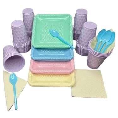 Imagem de Kit 180 Itens Festa Aniversário Completo Candy Pastel Descartável Pratinho Copo Colher Guardanapo P/ 40 Pessoas (Sortidos 5)