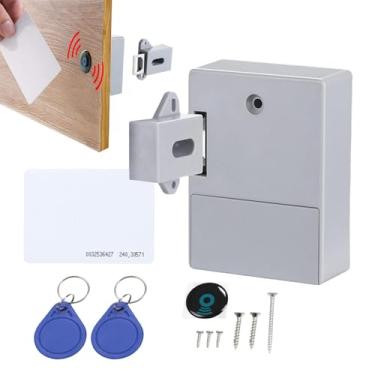 Imagem de Fechadura de gabinete segura, fechadura eletrônica para gabinete,Fechadura de gabinete eletrônico RFID Fechadura magnética de gaveta | Sem broca Smart Home Safety Safety Lock para porta e gaveta