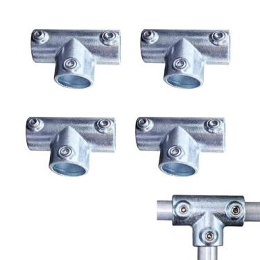 Imagem de LONG TAO 1/5.1 cm, 4 peças, três soquetes, encaixes de tubulação galvanizada, encaixes de tubulação galvanizada, conector de trilho para tubos de junção, bricolage, móveis, corrimãos, treliças de