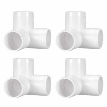 Imagem de DTGN 4 peças de encaixe de PVC de cotovelo de 2,5 cm, encaixe de tubo de PVC de grau de mobiliário de 3 vias, conector de cotovelo de canto DIY para móveis de construção, conexão de estrutura de