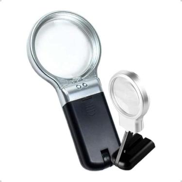 Imagem de Lupa com LED, Iluminada para Leitura, Inspeção de Documentos e Eletrônica, Ampliação 3X, Base Ajustável, Luz Dupla