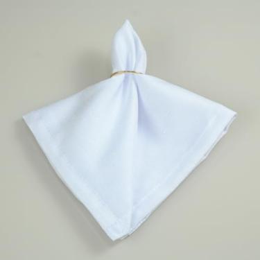 Imagem de Conjunto de 6 Guardanapos de Mesa em Oxford Branco 43x43cm Tecido Maquinetado com Bainha para Mesa Posta Elegante
