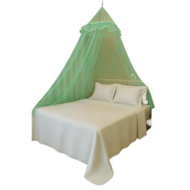 Imagem de Mosquiteiro de Teto Filó com Renda para Cama Casal/Solteiro – Aro 60cm e Ajuste com Elástico(verde)