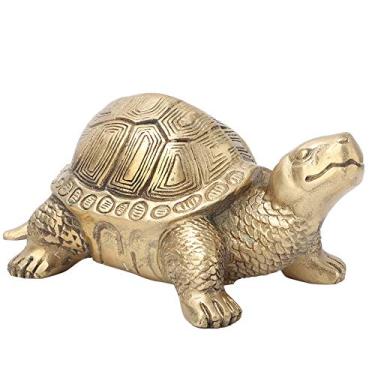Imagem de Phefop Tartaruga de Feng Shui, Tartaruga de Longevidade Artesanal de Latão Puro, Ornamento Decorativo para Casa para Boa Sorte e Riqueza