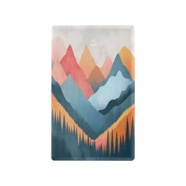 Imagem de Blueangle Placa de parede decorativa em branco, tamanho padrão, 1 gangue, montanhas coloridas, capa de interruptor para quarto de escritório em casa, 4,53 x 2,76 polegadas (55)