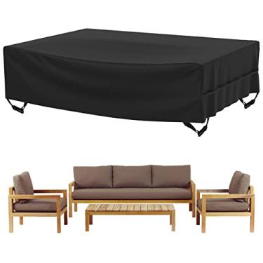 Imagem de Velway Capa para móveis de pátio ao ar livre, impermeável, retangular, pátio, cadeira de mesa, capa para sofá, 274 cm C x 82 cm A, material Oxford resistente a rasgos, com bolsa de transporte com zíper e fivelas à prova de vento