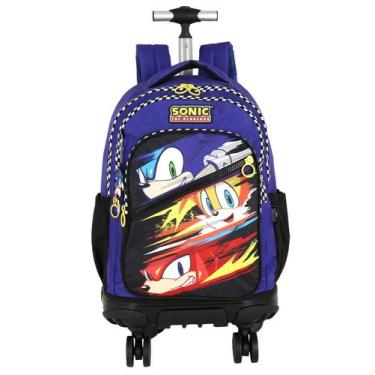 Imagem de Mochila Escolar SONIC Costas e Rodas Resistente Original - Luxcel, azu
