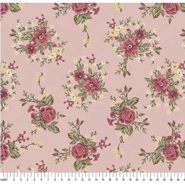Imagem de Tecido Tricoline Estampado Floral Catarine cor rosa 50x150cm, Caldeira