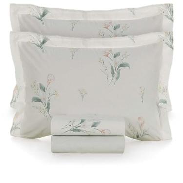 Imagem de Jogo de Lençol Queen 100% Algodão Percal 200 Fios Lydia 4 Peças Karsten