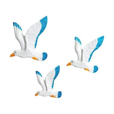 Imagem de XLWLLNJ Conjunto de 3 peças de decoração de parede com gaivotas, enfeites artísticos em resina 3D, pássaros e pombas para sala de estar, escritório, praia e, Style a