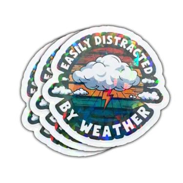Imagem de Adesivo de meteorologista motivacional, 3 peças, facilmente distraído pelo clima, adesivo meteorológico, decalque de carro para laptop, caixa de ferramentas (D1 HO, 7,6 cm)