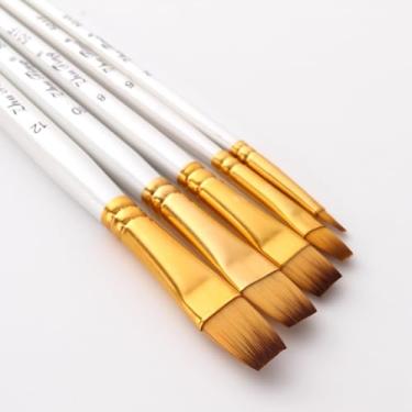 Imagem de YOUTHINK Conjunto de Pincéis Artísticos de 5 Peças, Cabelo de Nylon de Qualidade, Ponta Redonda e Ponta Quadrada, Ideal para Pintura Em Aquarela e Acrílica para Artistas e Iniciantes (#02)