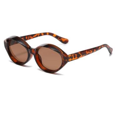 Imagem de Óculos de Sol Redondos de Luxo Estilo Vintage Punk UV400 para Dirigir ao Ar Livre, Moda Popular para Homens e Mulheres (Estampa de Leopardo - Marrom)