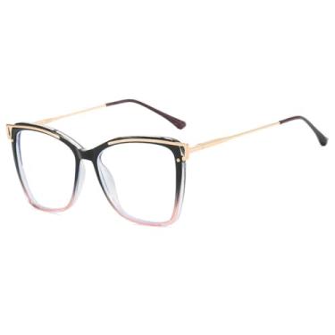 Imagem de Óculos de grau gatinho femininos com blocos de cores transparentes (2)